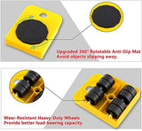 SYGA Furniture Lifter Mover Tool Set, Furniture Moving Slider Tools, Furniture Moving Roller Wheel Set for Fridge Sofa, 5Pcs - Yellow
