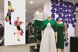 SYGA Set of 2 Pieces Multicolor Women's Clothing Store Shopping Bag Clothes Shop Wall Decorative Wall Stickers
