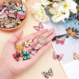 Syga 50 Pieces Butterflies 2 Holes Wooden Buttons Sewing DIY Craft Scrapbooking