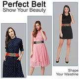 SYGA Women Cinch Belt, PU Leather Stretchy Waist Belt with Woven Metal Buckle, Retro Style - Suitable for Minimum Waist Size 25 Inch, Stretchable up to 31 Inch