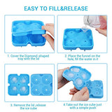 SYGA 1 Piece Diamond-Shaped Fun Ice Cube Molds BPA Silicone Flexible Ice Maker Tray with Funnel