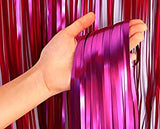 SYGA Foil Curtains Metallic Decoration Tinsel Photo Booth Backdrops Party Supplies for Birthday Wedding Christmas Bridal Shower Mehendi Celebration Bachelorette Holiday Decoration- Pink, 2 x 1 Meter