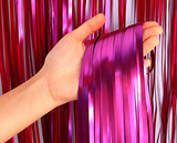 SYGA Foil Curtains Metallic Decoration Tinsel Photo Booth Backdrops Party Supplies for Birthday Wedding Christmas Bridal Shower Mehendi Celebration Bachelorette Holiday Decoration- Pink, 2 x 1 Meter