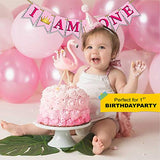 SYGA I am One Banner for Birthday Decorative Party Photo Props Banner[Silver-Pink Theme]