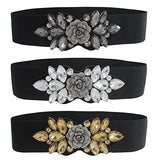 SYGA Women's Diamante Buckle Stretchy PU Leather Cinch Belt, (Pack of 1)
