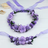 SYGA Flower Tiara and Bracelet Set Flower Headband and Flower Bracelet Bridesmaid Floral Hair Bands Floral Garland For Women Bride Wedding Vine Tiara Bridal Crown Hair Accessory - Purple