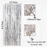 SYGA 1 Pieces 2x1 Meter Metallic Decoration Curtain Foil for Party Celebrations- Silver