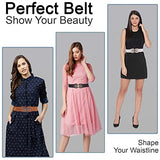 SYGA Women's Leather Belt, PU Leather Stretchy Waist Belt with Floral Metal Buckle, Retro Style, 25-35 Inch