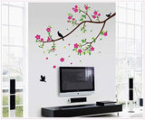 SYGA PVC Vinyl Wall Stickers for Living Room Self Adhesive Stickers, Flying Birds & Falling Tree Leaves