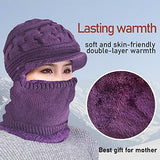 SYGA Women Balaclavas Hat Beanie Snow Ski Winter Knit Velvet Neck Scarf Hiking Sports for Autumn Winter, Free Size