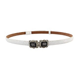 SYGA Women's Carved Stone Skinny Stretchy Leather Thin Belt (Pack of 1)