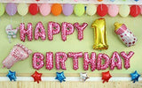 SYGA 16 inch Happy Birthday foil Balloon Set Party decorantion Pink Heart Aluminum Letter
