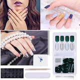 SYGA Press on Gel Nails 30 Pcs With Double Sided Jelly Adhesive Nail Glue Nail Filer, Fake Nails Long Lasting Press, Ready made Nails. (FakeNails-F635-13)