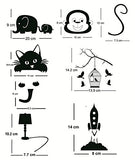 SYGA Set Of 6 Decorative Beautiful Modern Art kids Room Switch Board Stickers (Black)
