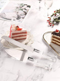 SYGA Stainless Steel Cake Knife and Cake Server Set with Acrylic Handle Slicer Cutter Pizza Shovel Knife Pie Server Hand Tool with Cutting Knife Decorating Tools Set of 2