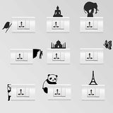 Syga Beautiful PVC Vinyl Modern Art Kids Room Switch Board Stickers (Black, Standard) Set of 9