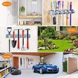 SYGA 5 Positions 6 Hooks Mop and Broom Holder, Broom Organizer Wall Mount Broom Storage and Mop Holder Garage Organizer