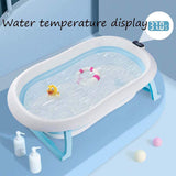 SYGA Baby Bath Tub, Foldable Bathtub with Support Cushion, Drain Plug,Stable Anti-Skid Collapsible Infant Shower Basin for Toddlers Newborns Bathing