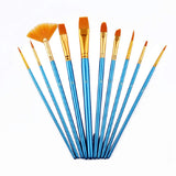 SYGA 10pcs Multi-Function Nylon Brush Assorted Size Artist Painting Brushes(Blue)