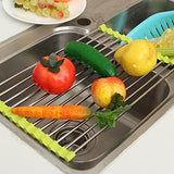 SYGA Best Large Commercial Kitchen Folding Small Mat Over The Sink Compact Stainless Steel Dish Rack, Dish Drying Rack Grey