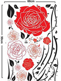 Syga Red Rose Beautiful Floral Decals Design Wall Sticker 7113
