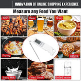 SYGA Digital Kitchen Food Thermometer Foldable Instant Read Thermometer with Long Stainless Steel Probe Suitable to Detect Temperature of Foods - Barbecues, Bake, Peanut Oil, Milk Yogurt - Fancy White