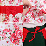 SYGA Rose Design Kitchen Apron with Random Lace Color(Red)