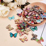 Syga 50 Pieces Butterflies 2 Holes Wooden Buttons Sewing DIY Craft Scrapbooking