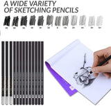 SYGA Sketch Pencil Set, 30 Pieces Charcoal Pen Eraser Pencil Set, Craft Knife, Canvas Roll Up Pencil Extender, Professional Art Carrying Bag for Beginner Artists