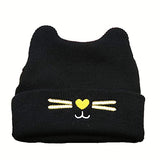 SYGA 1 Piece Medium Knitted Head Design Baby Wool Sleep Cap_Black