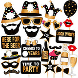SYGA Black and Golden Birthday Party Photo Booth Props Craft Item (Set of 24)