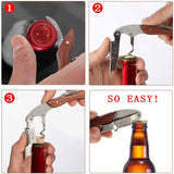 SYGA 3 in 1 Corkscrew Beer Wine Bottle Opener with Leather Cover Spring-Loaded Double Lever, Serrated Foil Cutter Barware Gear Waiter's Corkscrew of Sommeliers, Waiters, Bartenders Gift- Brown