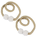 SYGA 2Pcs Magnetic Curtain Tiebacks Clip Rope Holdbacks Classy Decorative Pearl Holder Buckles for Home Hotel Window Draperies Rope Ties Office Living Bedroom Decoration- Simple Golden