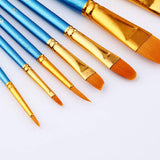 SYGA 10pcs Multi-Function Nylon Brush Assorted Size Artist Painting Brushes(Blue)