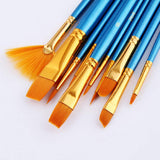 SYGA 10pcs Multi-Function Nylon Brush Assorted Size Artist Painting Brushes(Blue)