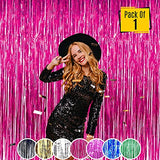 SYGA Foil Curtains Metallic Decoration Tinsel Photo Booth Backdrops Party Supplies for Birthday Wedding Christmas Bridal Shower Mehendi Celebration Bachelorette Holiday Decoration- Pink, 2 x 1 Meter