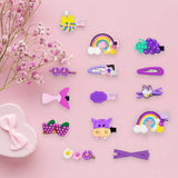 SYGA 14 Pieces Baby Hair Clip For Girl Alligator Teeth Hair Accessory For All Type of Infant Toddler Baby Hairs Bow Animal Cartoon Rainbow Heart Flower Crown Fruit Patterns Set of 14