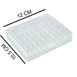 SYGA 25 White Transparent Bobbin Storage Box (25 Grid Box with Bobbins)