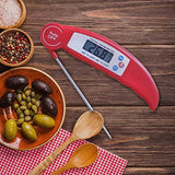 SYGA Meat Thermometer, Digital Cooking Thermometer, Food Thermometer with High Accuracy, Instant Read Foldable Probe Thermometer for Kitchen Cooking, BBQ, Milk, Christmas - Red