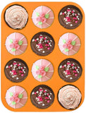 SYGA 12 Round Cup Silicone Muffin Cupcake Baking Pan Non Stick Dishwasher Microwave Safe