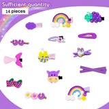 SYGA 14 Pieces Baby Hair Clip For Girl Alligator Teeth Hair Accessory For All Type of Infant Toddler Baby Hairs Bow Animal Cartoon Rainbow Heart Flower Crown Fruit Patterns Set of 14