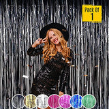 SYGA 1 Pieces 2x1 Meter Metallic Decoration Curtain Foil for Party Celebrations- Black