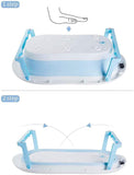 SYGA Baby Bath Tub, Foldable Bathtub with Support Cushion, Drain Plug,Stable Anti-Skid Collapsible Infant Shower Basin for Toddlers Newborns Bathing