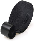 SYGA Nylon Double Sided Wellkro Tape, Hook and Lock Tape, Sew-on Power Wire Management Fastening Tape Cable Tie for Interlocking, Apparel, Home Textile, Industrial Use and More- 5 m x 15 mm (Black)