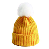 SYGA Baby Hats for Spring Winter, Woolen Pom Pom Plain Printed Caps for Kids Babies for 1-3 Years