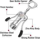 SYGA Wing Corkscrew Zinc Alloy Wine Opener with Non-Slip Silicone Handle Professional Multifunctional 2 in 1 Red Wine Beer Bottle Opener for Home Bars Cafs Restaurants and More - Black, A30-1