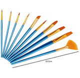 SYGA 10pcs Multi-Function Nylon Brush Assorted Size Artist Painting Brushes(Blue)