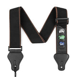 SYGA Guitar Strap with 3 Pick Holders 100% Soft Cotton Strap For Bass Electric & Acoustic Guitars(Black)
