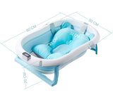 SYGA Baby Bath Tub, Foldable Bathtub with Support Cushion, Drain Plug,Stable Anti-Skid Collapsible Infant Shower Basin for Toddlers Newborns Bathing