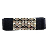 SYGA Women PU Leather Belt Stretchy Waist Belt with Multiple Designs in Metal Buckle, Black - 25-35 Inch